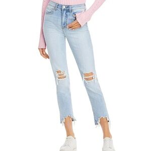 L'Agence Womens High Rise Distressed Skinny Jeans